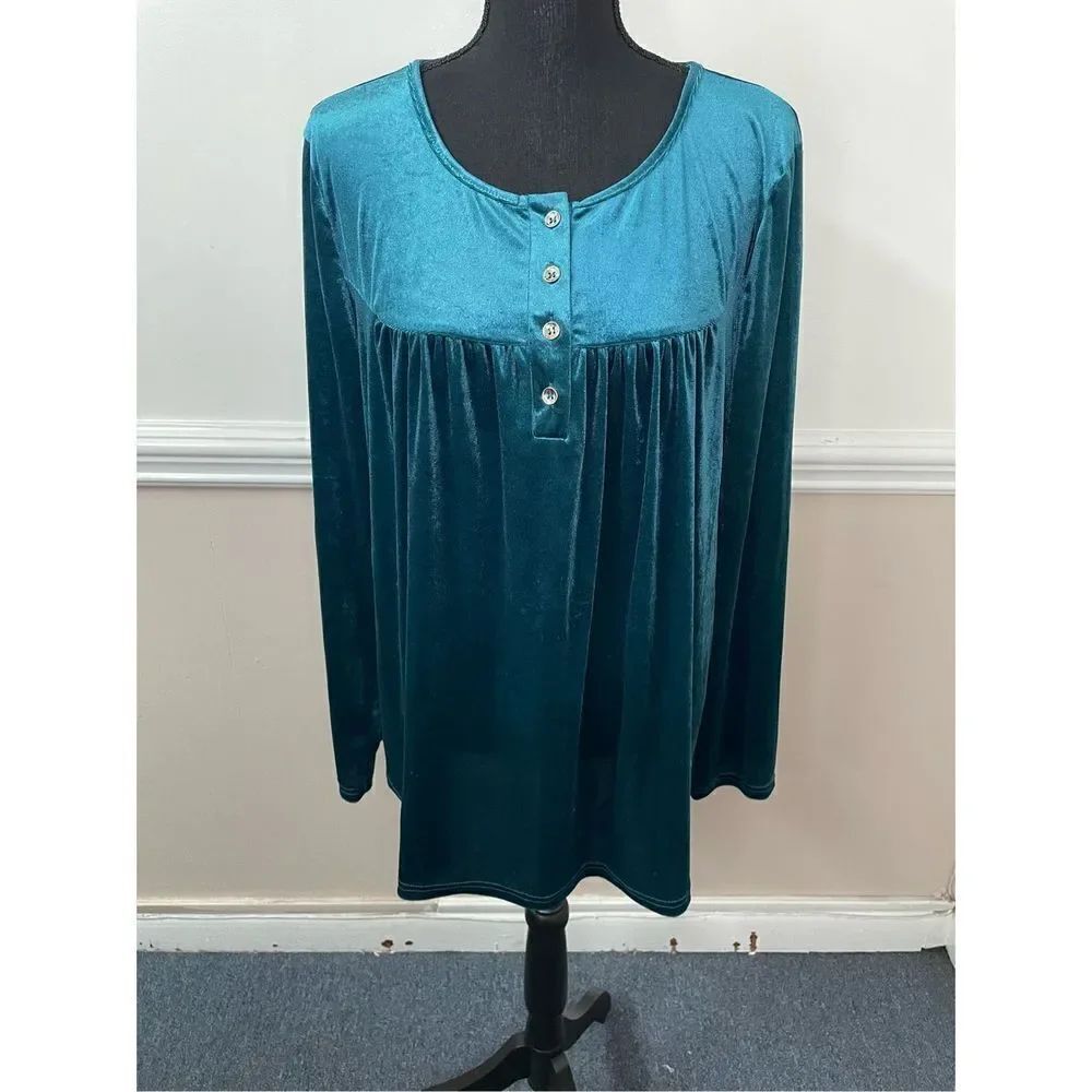 Shein Crushed Velvet Blue Blouse Size X-Large